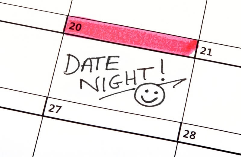 A Date Night Highlighted on a Calendar