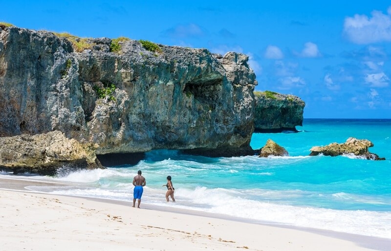 Barbados beach on the Caribbean island of Barbados