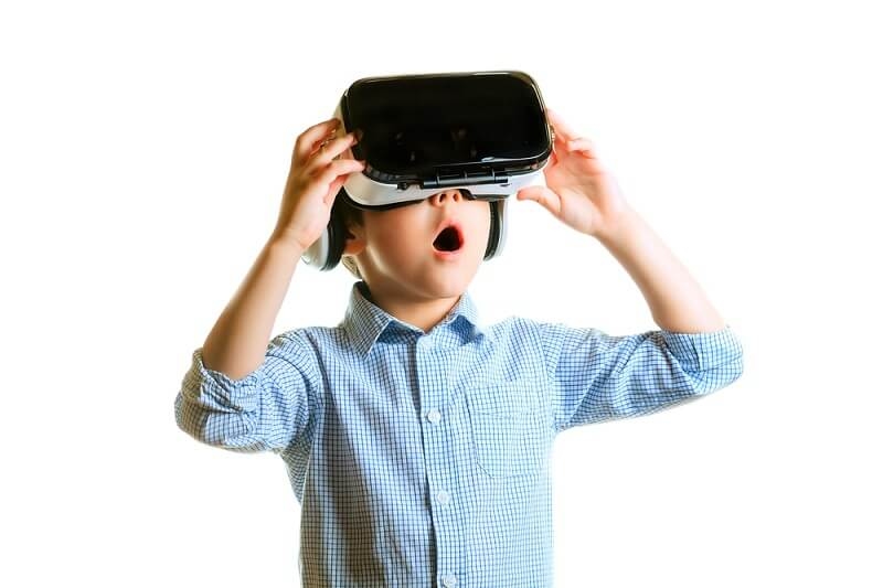 Children experiencing virtual reality with VR headset