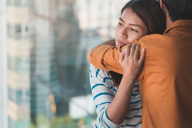 Couple hugging