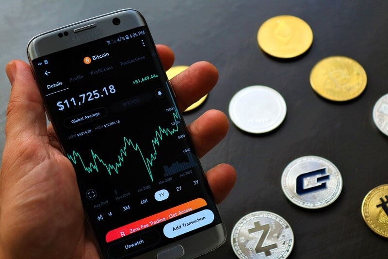 Cryptocurrency app  tracking the performance of cryptocurrencies