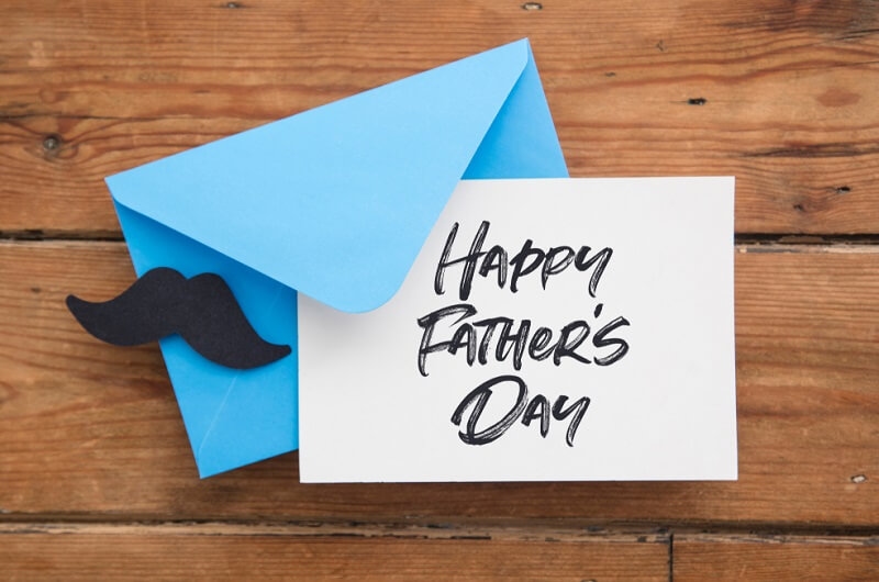 Father's day gift card in blue envelope