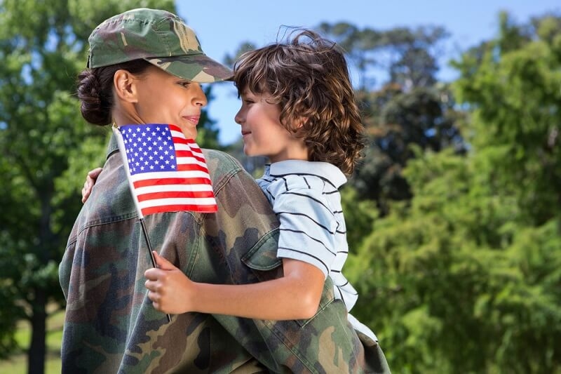 Female Soldier reunited with her son