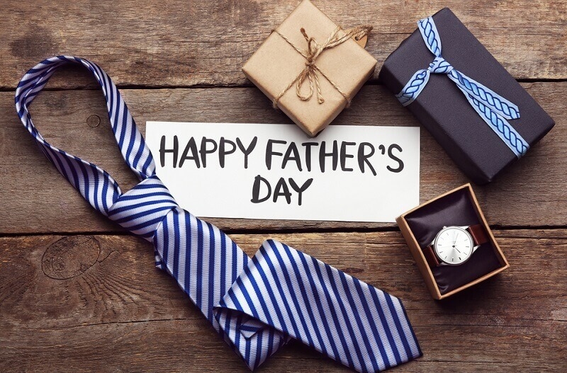 Happy Father's Day inscription with tie and watch