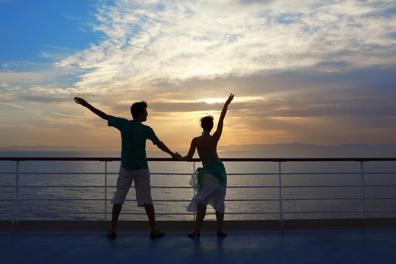 couple dancing on deck of cruise ship 