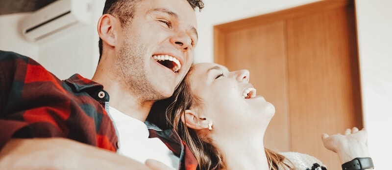 couple laughing together spending happy time, laughing