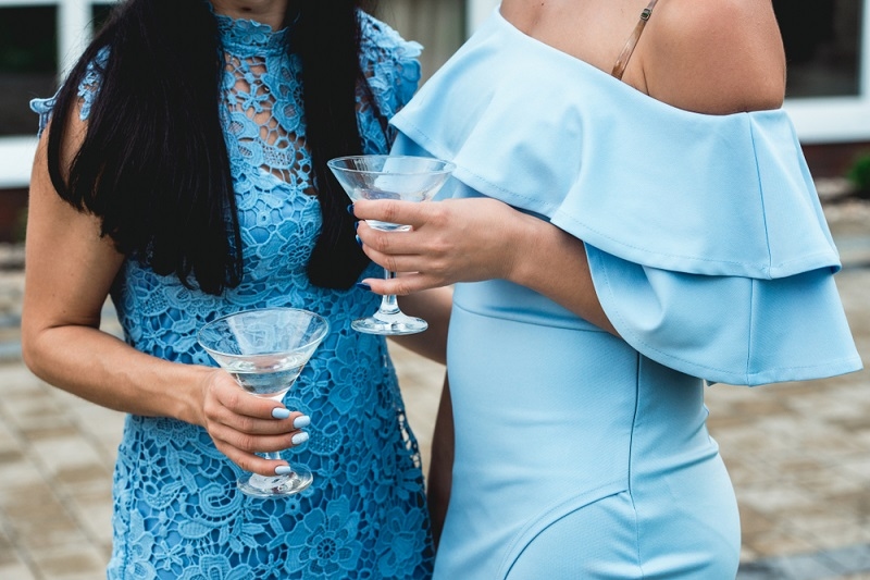 girls in blue dresses at a wedding party