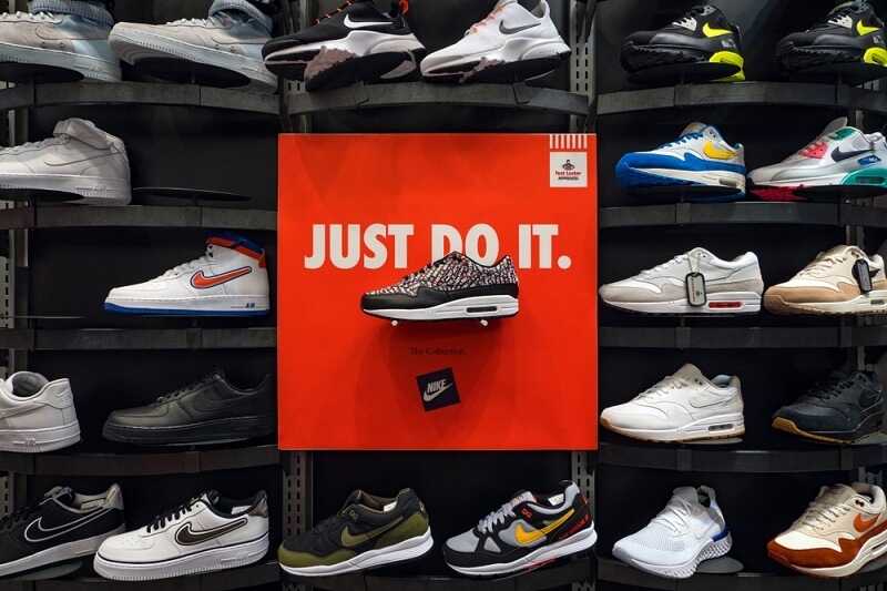 nike sport shoes on shelf