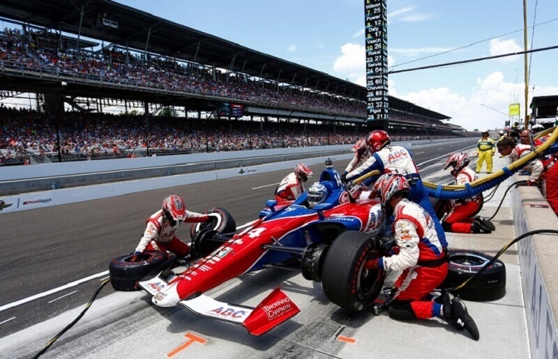 pit road for service during the Indianapolis 500