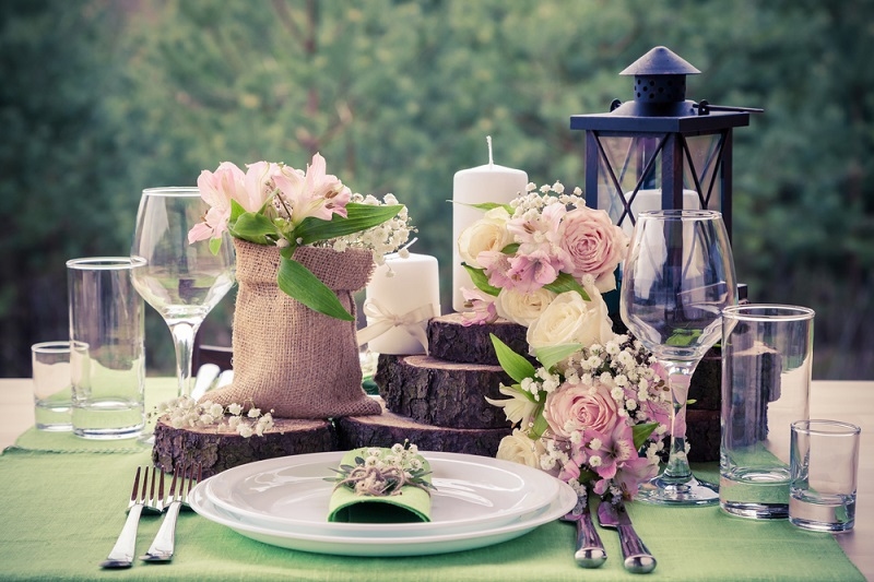 Wedding table setting in vintage style