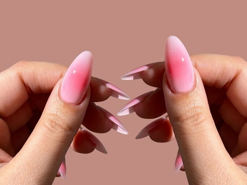 woman beautiful acrylic nails