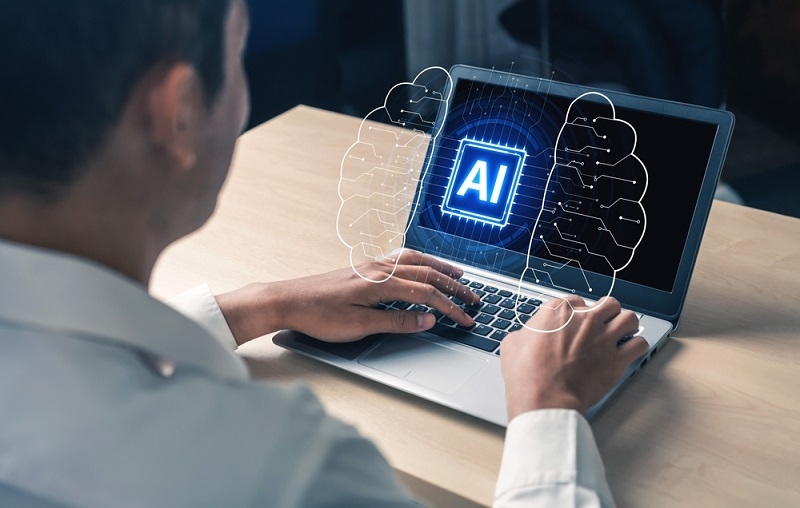 man working with the help of AI