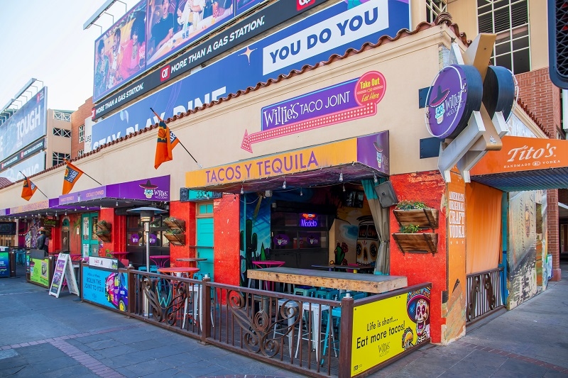 Willes Taco Joint on Jefferson street with bars and shops in downtown Phoenix Arizona USA