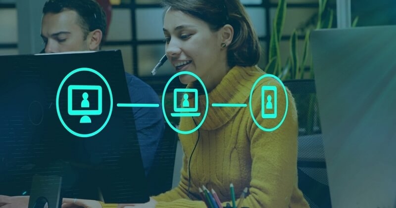 woman doing teleconferencing for business