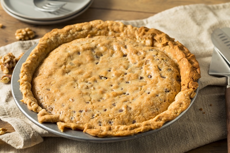 Homemade Chocolate Walnut Derby Pie with Whipped Cream