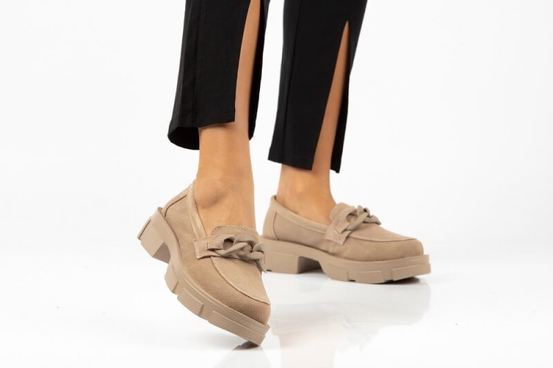 woman wearing casual chunky loafers