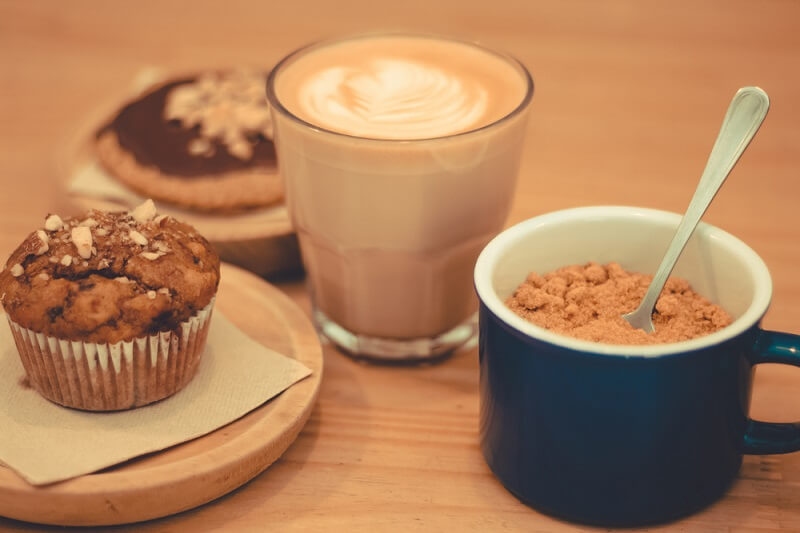 coffee with cupcakes in breakfast