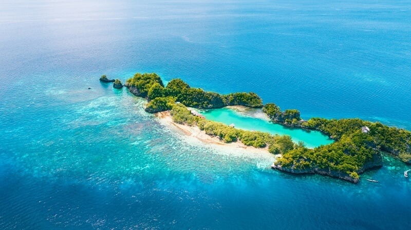coral triangle raja ampat aerial view