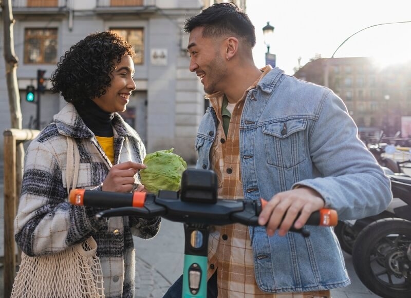 Couple talking and smiling