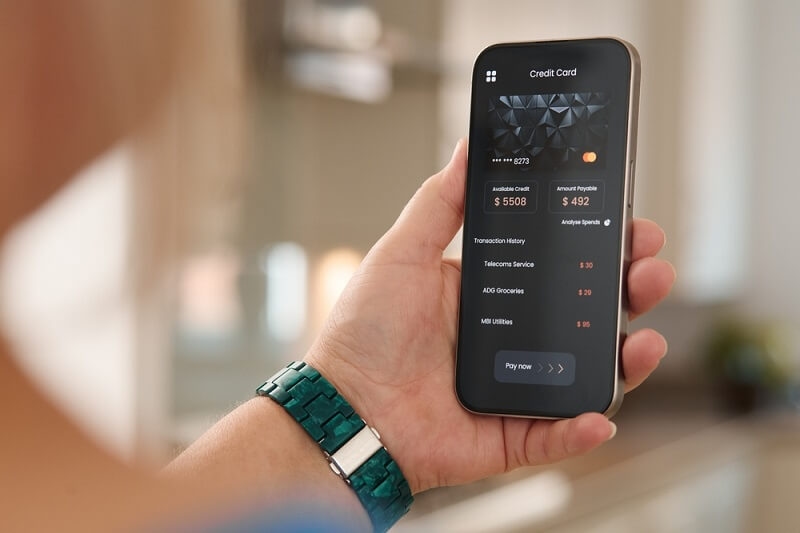 man showing completed bill payments
