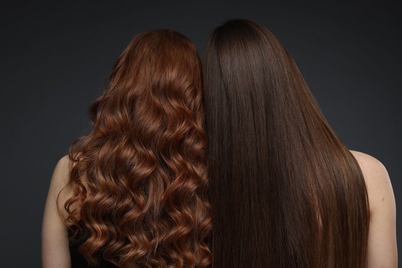 curl and straight hairs of teen girls