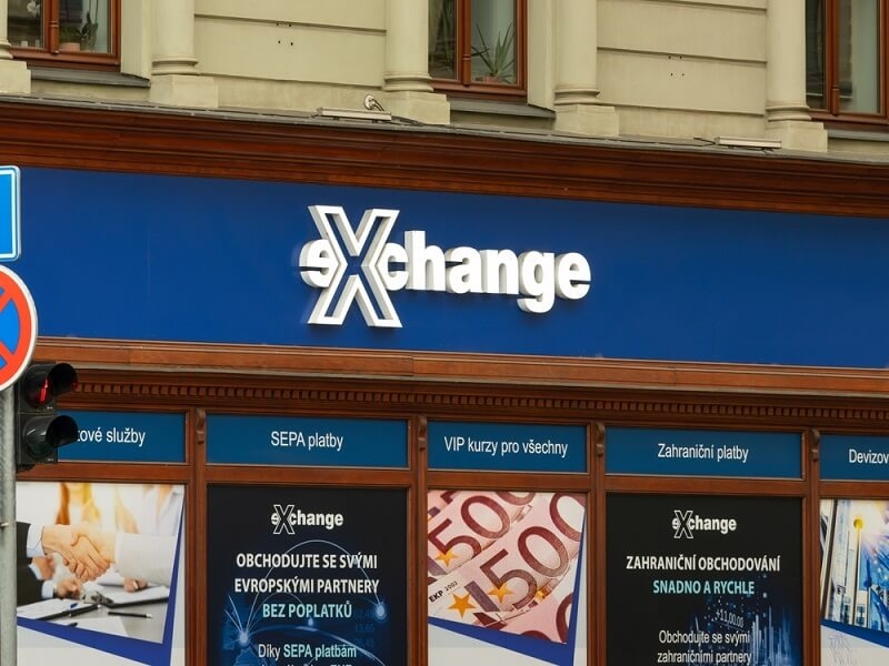 currency exchange office at prague