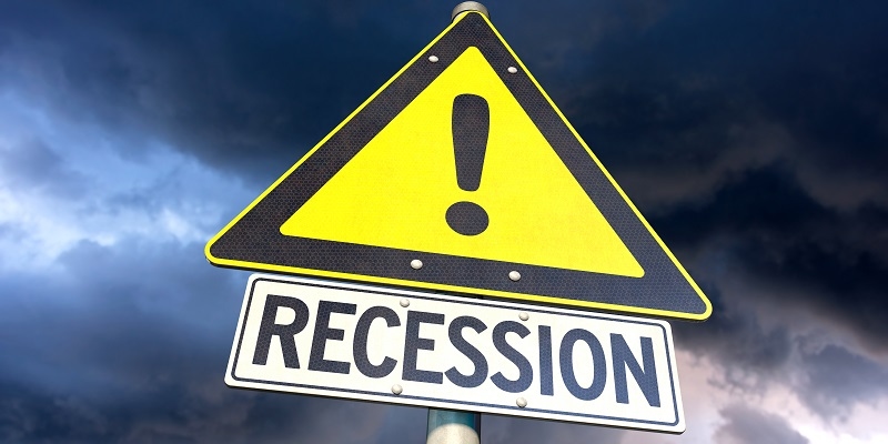 virtual icon with the word recession