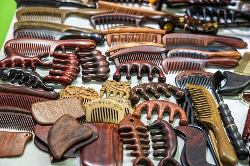 traditional combs in an market