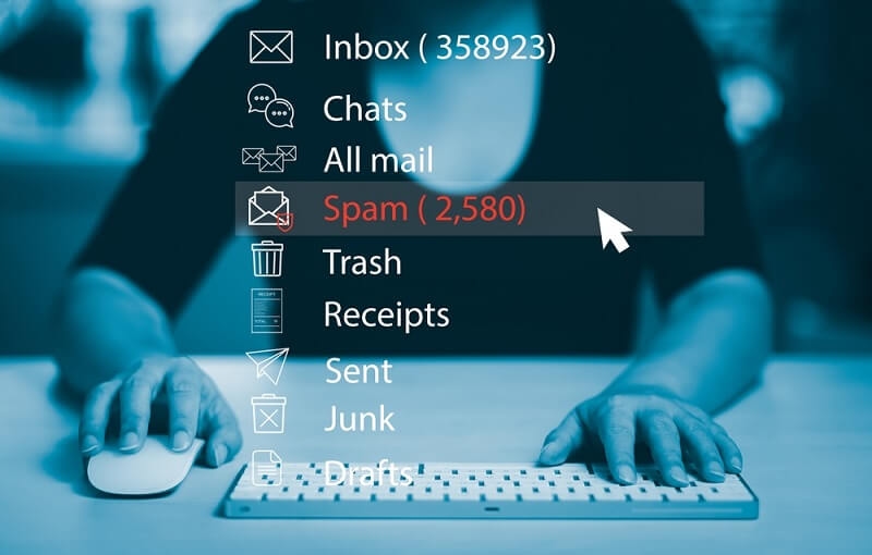 red spam folder of email directory