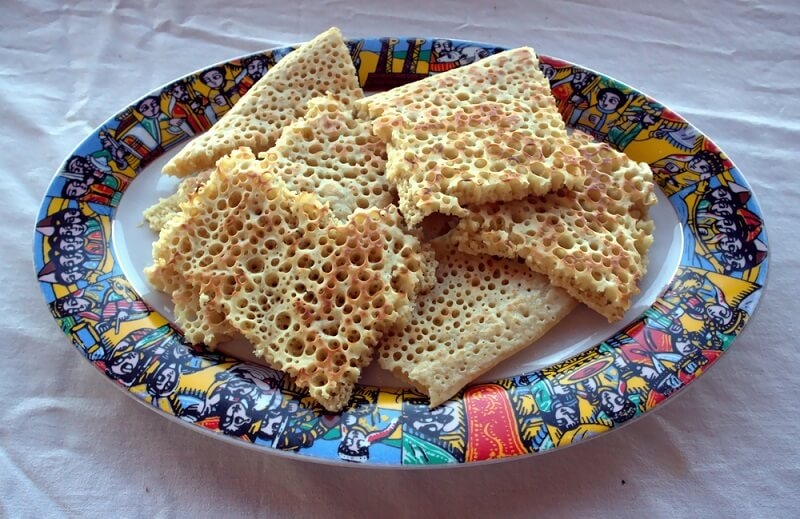 ethiopian injera bread in plate