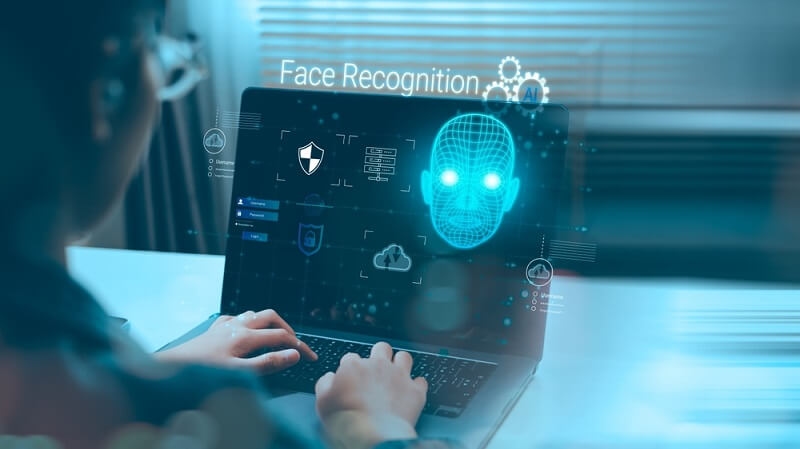 man using face recognition