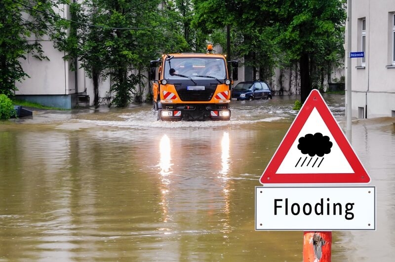 flood sign board in prone areas