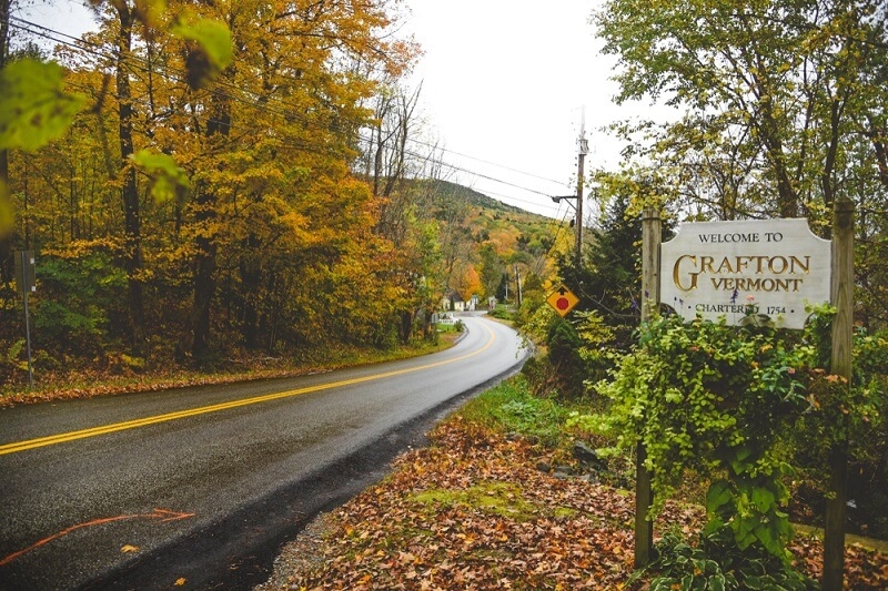 grafton vermont sign board with scenic view