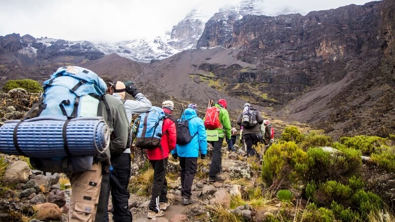 poeples trekking with guide on trek to kilimanjaaro