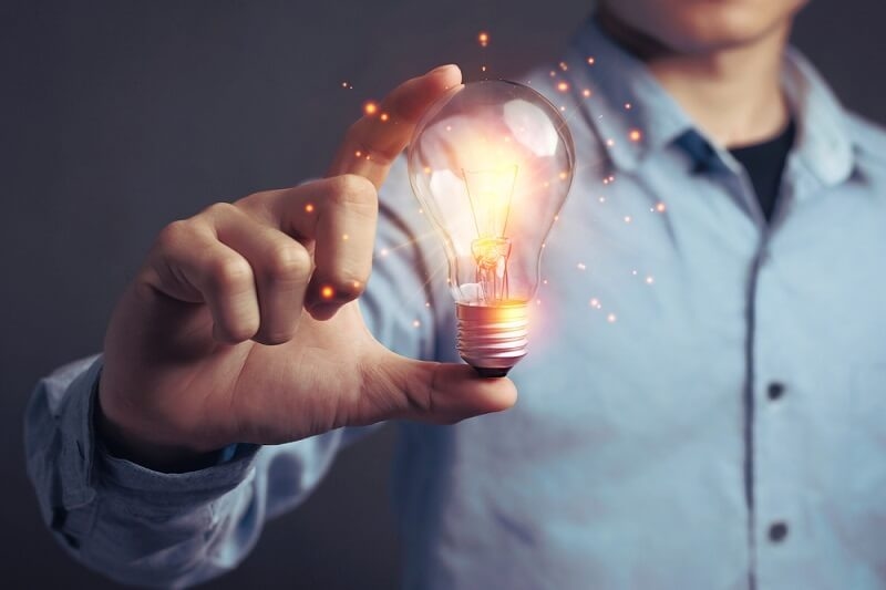 man showing bulb invention 