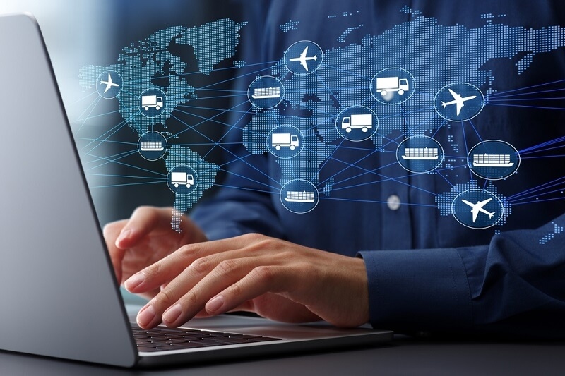 business man working on software for business