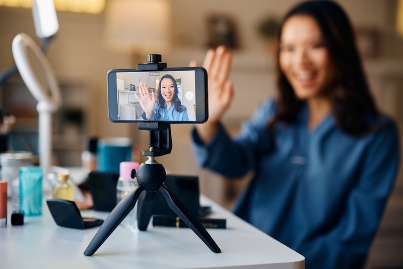 a macro influencer recording her video