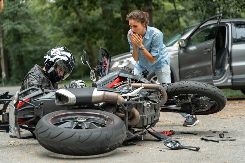 motorcycle accident on road 