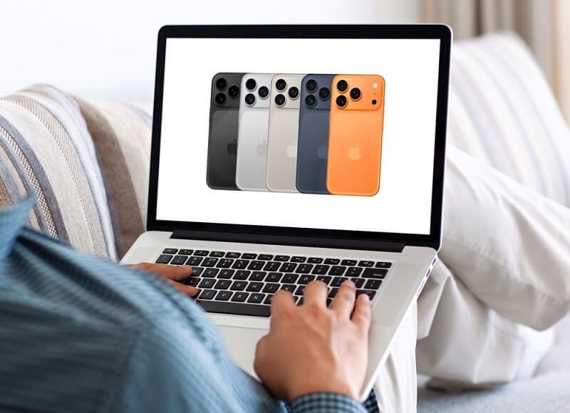 man looking for cheap iphone deals online