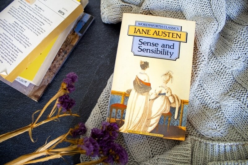 jane austen novel with some flower