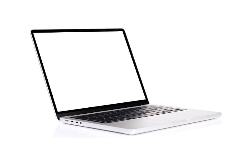 laptop with white screen
