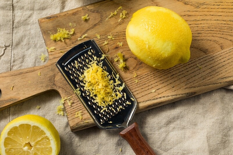 lemon shredded to make lemon zest
