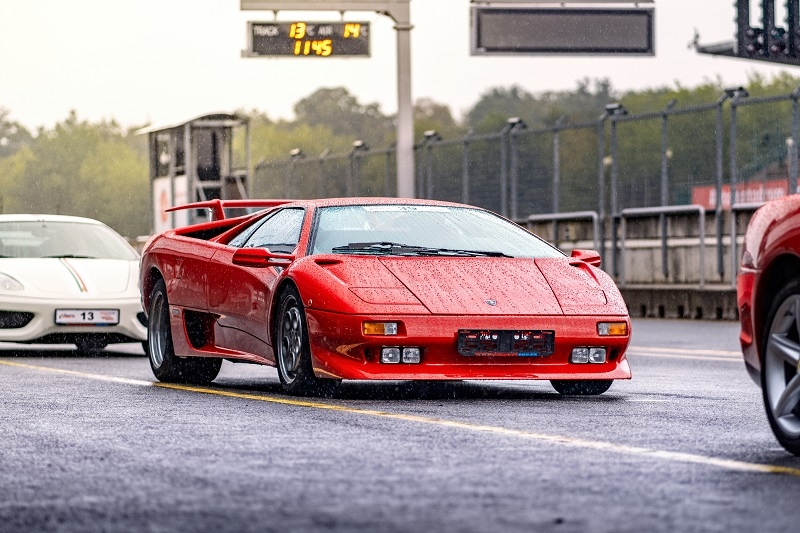 Red luxury sports car Lamborghini Diablo. Rare Italian sports red car 