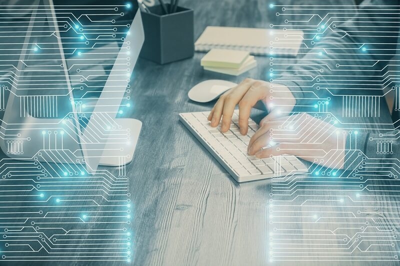 man working on microlearning technology