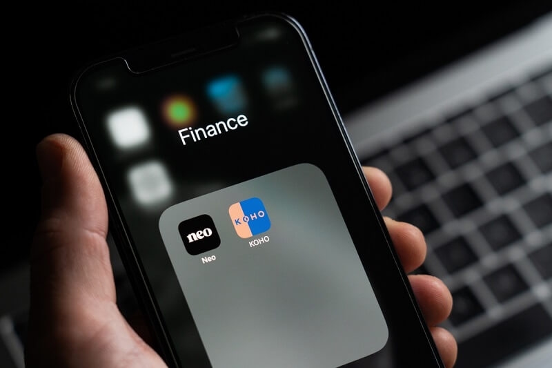 neobank mobile app in smartphone