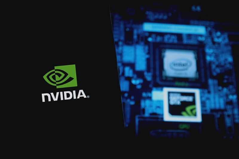 nvidia geforce rtx with processor on background