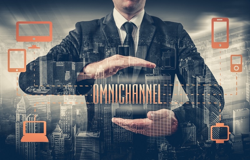 The concept of Omnichannel between devices to improve the performance of the company. Innovative solutions in business.