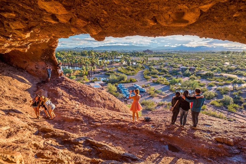 Hole-in-the-Rock, a tourist attraction in Papago Park, Arizona