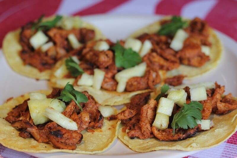 tacos al pastor in plate