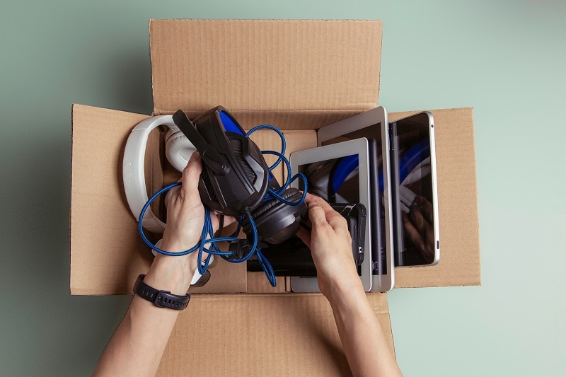 Donation, charity, e-waste, electronic gadgets for reuse, refurbish, recycle concept